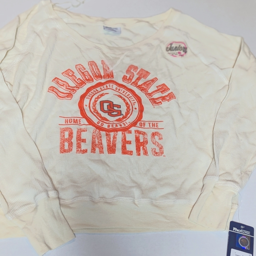 Oregon State Beavers Long Sleeve Waffle Knit Thermal Top (Junior's Size L)